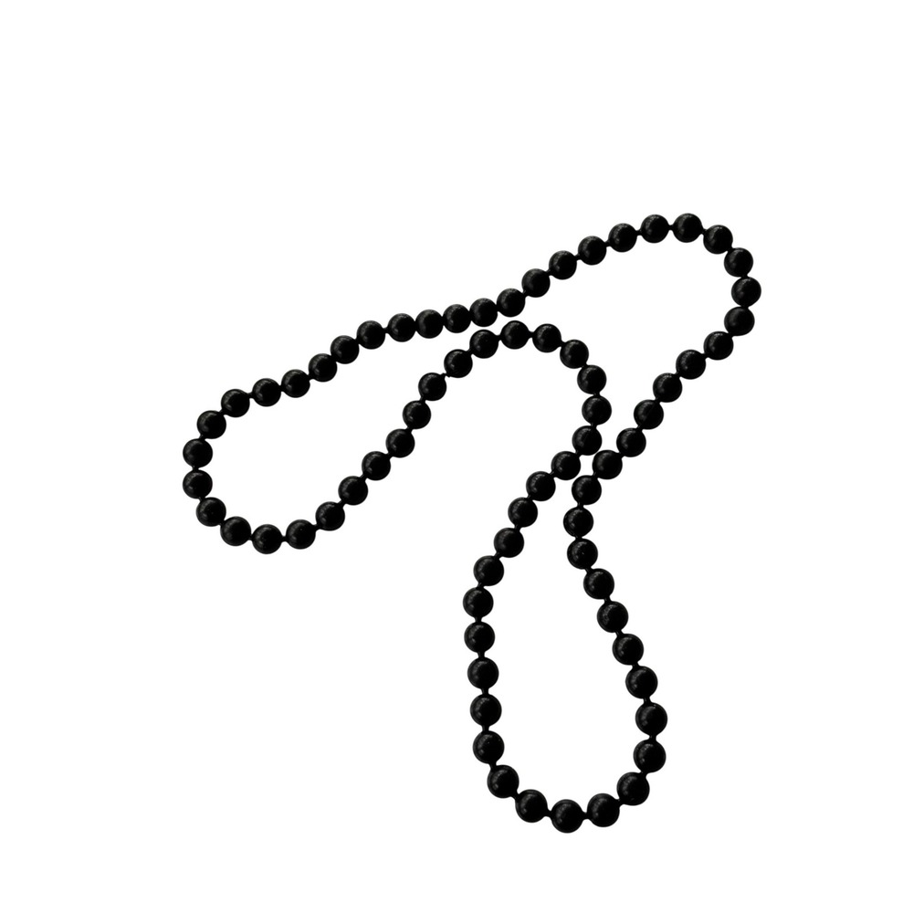 Vintage‎ 90s Matte Black Molded Bead Necklace - 28" Continuous Strand Grunge